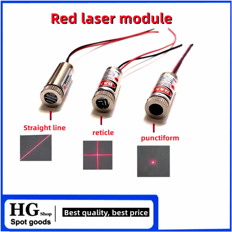12mm laser module red laser head industrial grade adjustable focal length 650nm 5mw dot shaped straight line crosshair