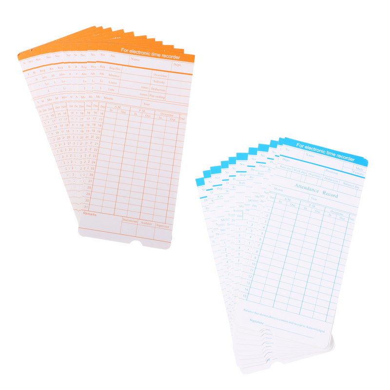 Tarjeta de asistencia mensual, tarjetas de trabajo de tiempo de trabajo de oficina para empresa, mermelada de papel