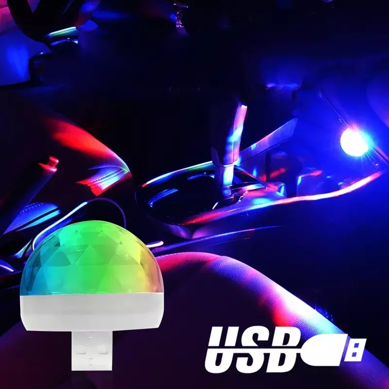 Auto Led USB Led lumière ambiante DJ RGB Mini musique colorée lumière sonore Interface de USB-C Lumières de Noël, décoration de fête, lumières d'ambiance  mini ampoules, peuvent être alimentées par des téléphones