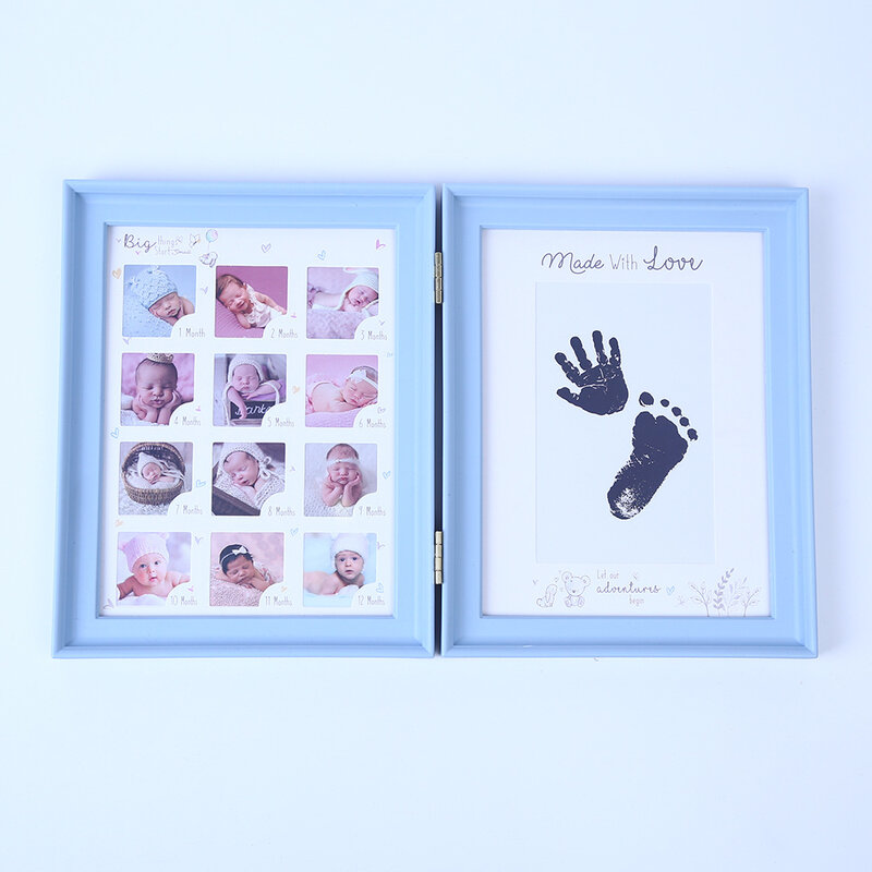 Newborn Handprint Footprint Imprint Kit Hundred Days Full Moon 12 Months Growth Commemorative Photo Frame Set Girls Boys Gifts