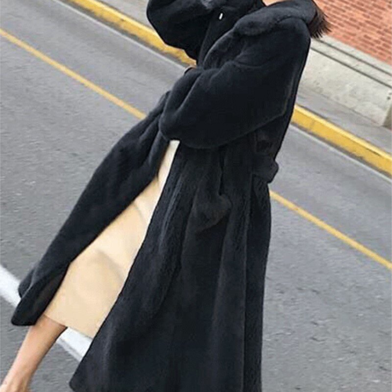 SUSOLA-abrigo largo de piel de visón para mujer, chaqueta cálida de alta gama, Parka de Color liso, ropa de abrigo de invierno, nueva tendencia femenina