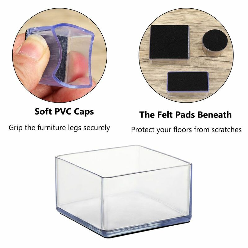 Almofadas de Silicone transparentes, Tabela e Perna Cadeira, PVC Caps, Fundo Redondo, Tampa do Pé, Móveis Antiderrapantes, Floor Protector, 4 pcs por Conjunto