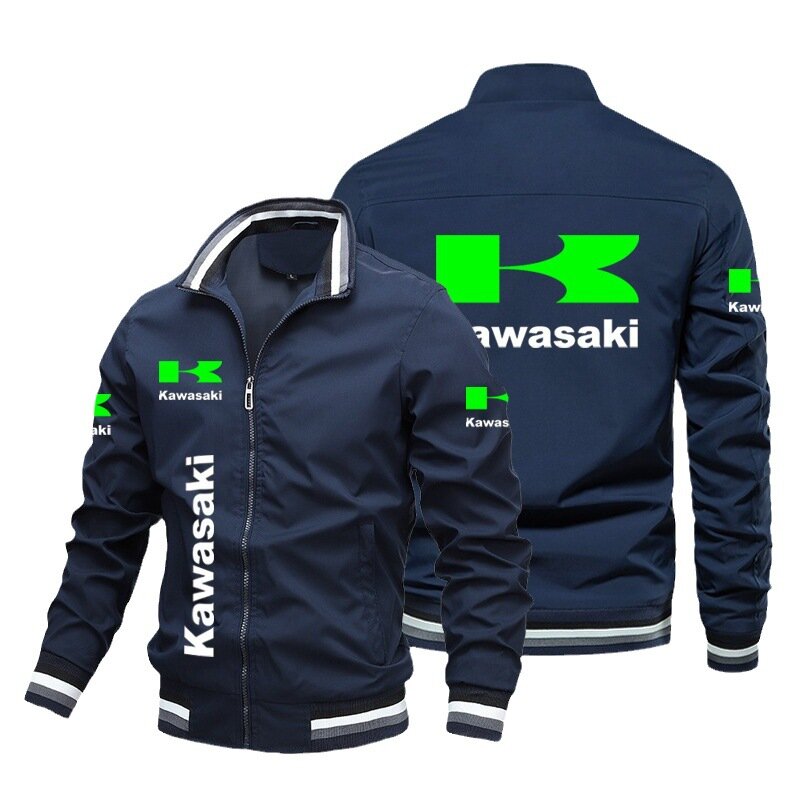 Veste de moto Kawasaki Logo Print pour homme, coupe-vent décontracté, vêtements de course sportifs, motard, nouveau, 2024