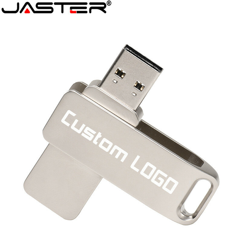 JIASTER USB 2.0 Flash Drive 32GB Rotating Metal Waterproof Pen drive key 64GB Mini High speed Memory stick Business gift U disk