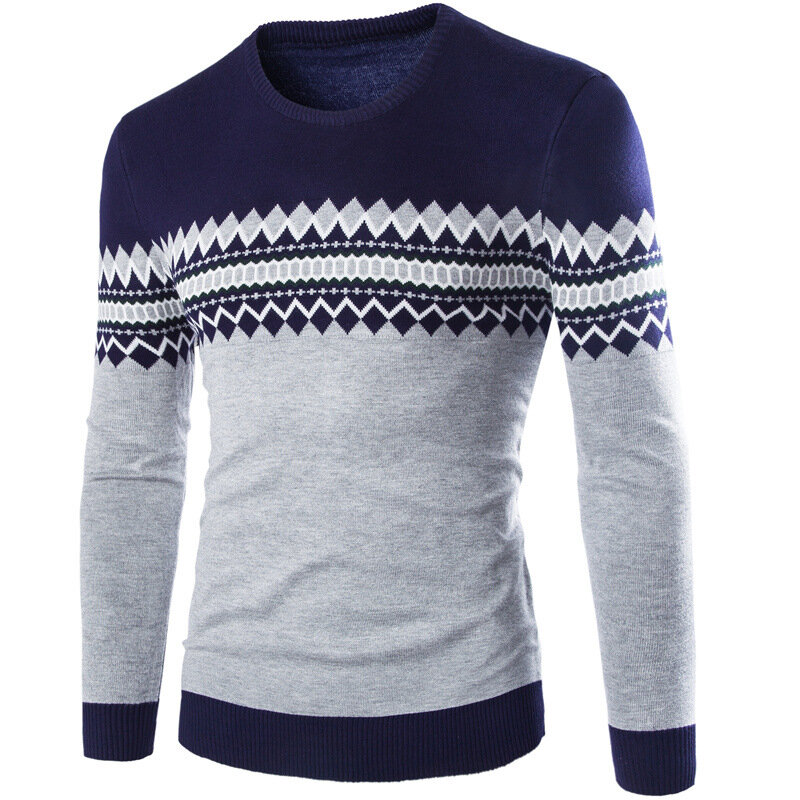 2021 jesienno-zimowy sweter z okrągłym dekoltem modna dziergany sweter męski Slim Fit Pull Homme Jersey męskie swetry dzianiny