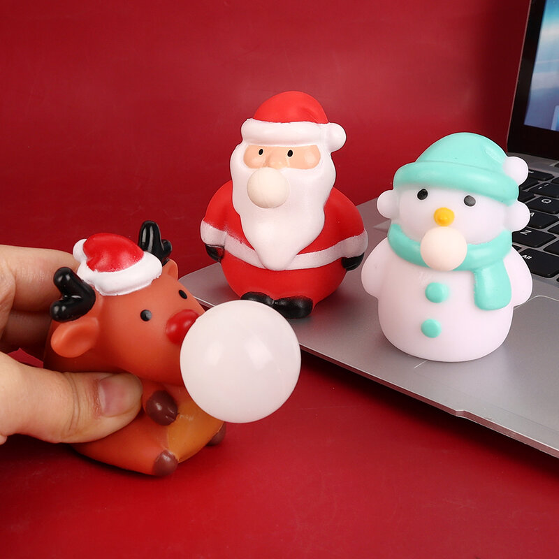 2023 Nieuwe Kerst Kneden Muziek Blazen Bubble Speelgoed Voor Kinderen Volwassen Decompressie Speelgoed Schattige Santa Claus Elanden Sneeuwpop Pop Geschenken