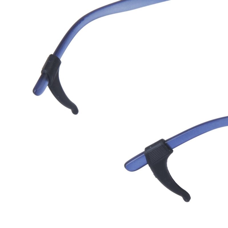 Anti-Slip Silicone Ear Hooks, Óculos Suporta, Preto, 9 Pares