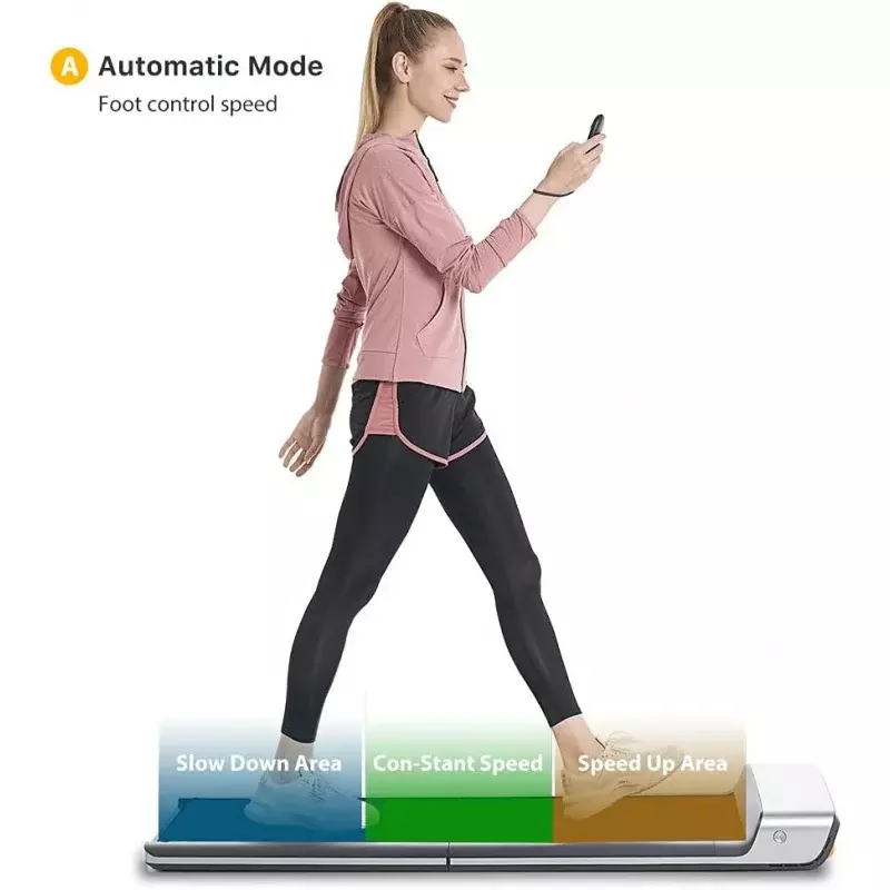 WalkingPad Treadmill lipat, Treadmill sangat ramping dapat dilipat bantalan berjalan pintar pengaman portabel tanpa pegangan Gym dan berlari De