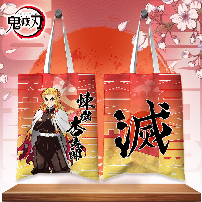 Anime Demon Killer stampa tela Tote Bag Cartoon Figure Nezuko Kocho Shinobu Tomioka Giyuu doppia stampa Shopping Bag