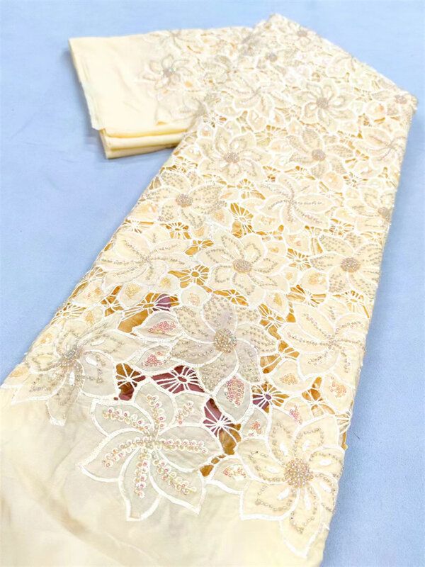Африканская сетчатая кружевная ткань 2024, шифоновая кружевная ткань, нигерийское Тюлевое кружево с вышивкой и блестками для женского свадебного платья