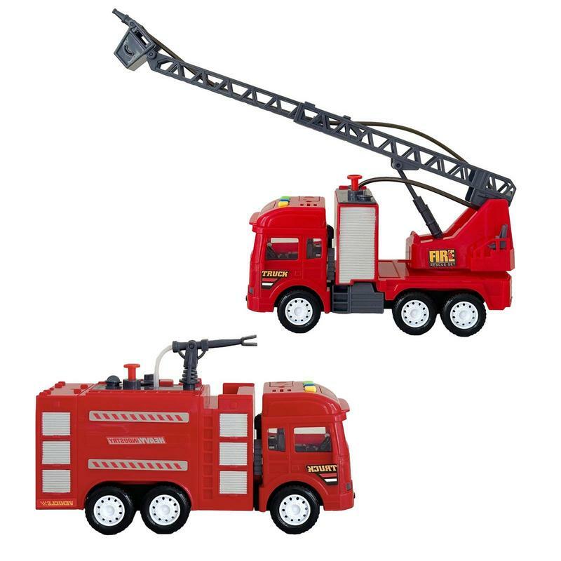 Caminhão de bombeiros Alloy Diecast Simulação, Sprinkler, Escada, Conjunto de combate a incêndios, Som e luz