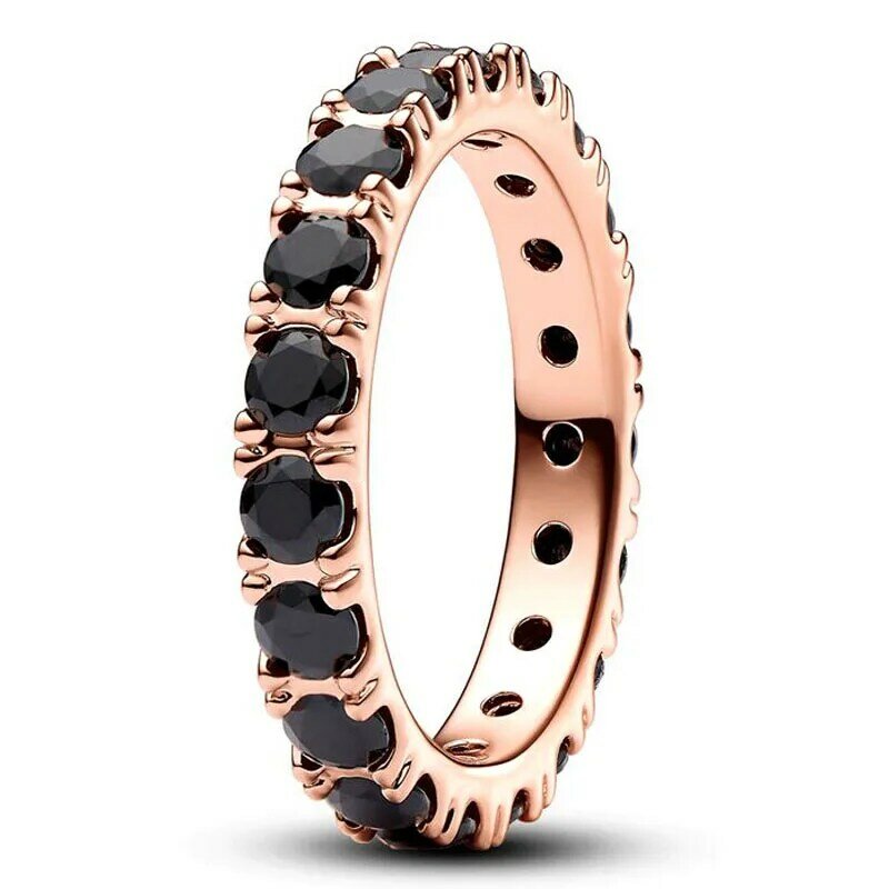 New 925 Sterling Silver Ring Overlapping Feather Intertwined Wave Pave Double Band Heart Eternity Ring For Women Gift Jewelry
