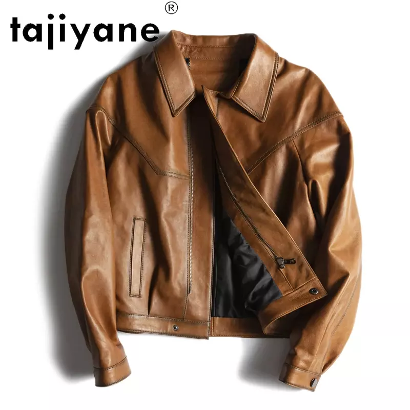 Tajiyane-女性用本革ジャケット,シープスキンコート,韓国風,100%,tn2835