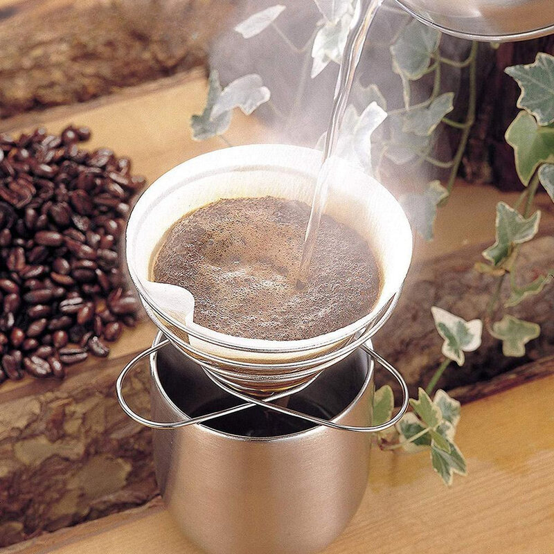Mini soporte de filtro de café plegable, taza de resorte portátil, utensilios de café de acero, cocina, comedor, Bar