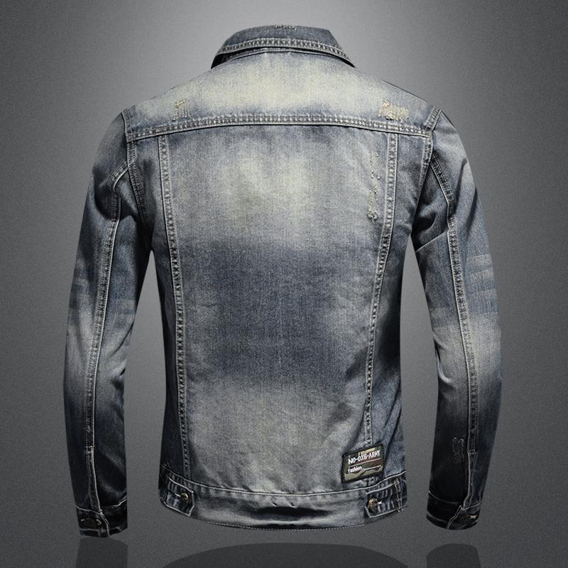 Jaqueta jeans casual de lapela masculina, terno slim fit retrô na moda, roupas de ciclismo de motocicleta, novo, 2024