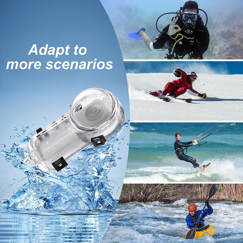 Casing menyelam untuk Insta360 X4, penutup wadah tahan air untuk Insta360 X4 casing selam tak terlihat di bawah air 50M, aksesori cangkang menyelam