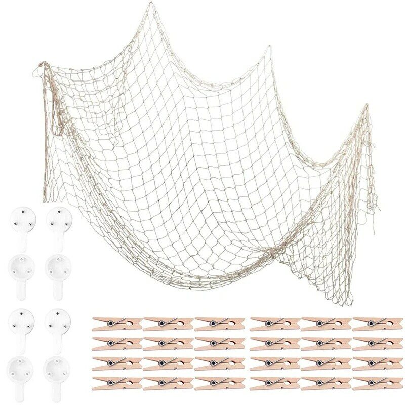 Sieć na ryby do domu zdjęcie ramka do obrazu dekoracyjne styl śródziemnomorski na imprezę żeglarską, Baby Shower, fotografowanie wystroju