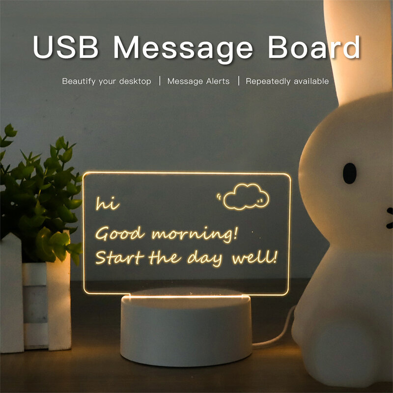 LED Licht Notizblock USB Desktop Nachtlicht Licht Handbuch Schreib block Acryl Message Board kreatives Geschenk