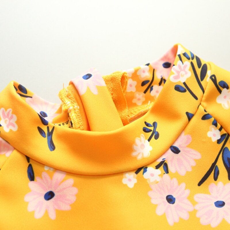 Manga longa maiô floral para meninas, uma peça de roupa para crianças, proteção uv, roupas de praia