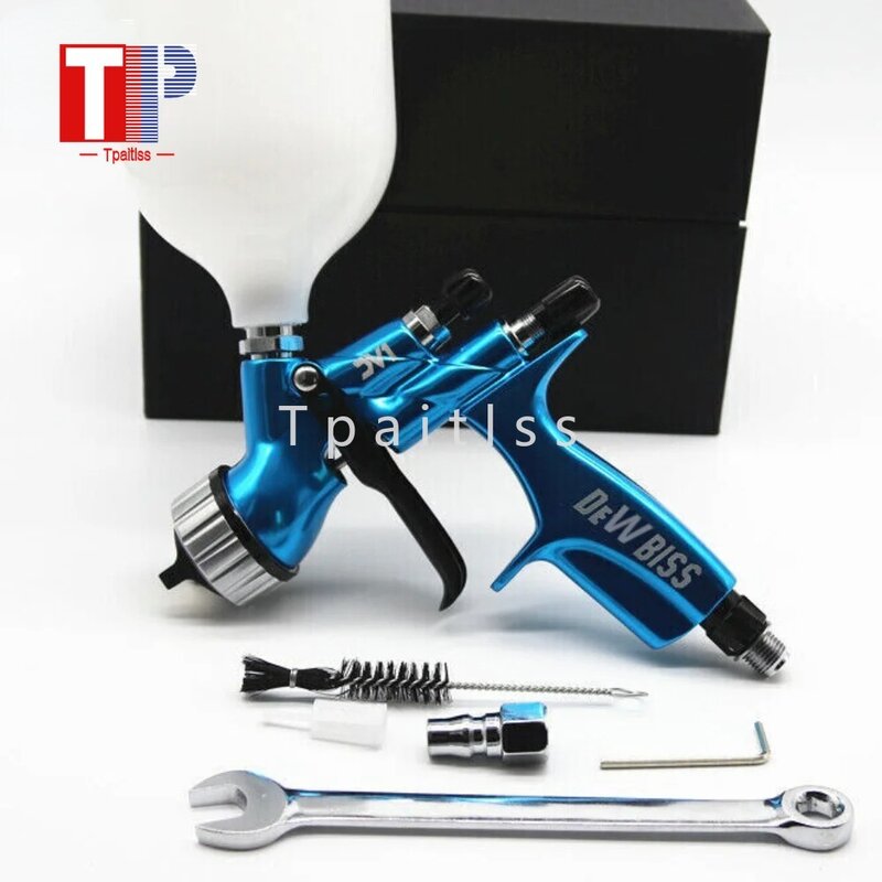 Tpaitlss Blue Spray Gun LITE 1.3mm Nozzle 600ml cup LVMP Car Pain Tool for Varnish and primer