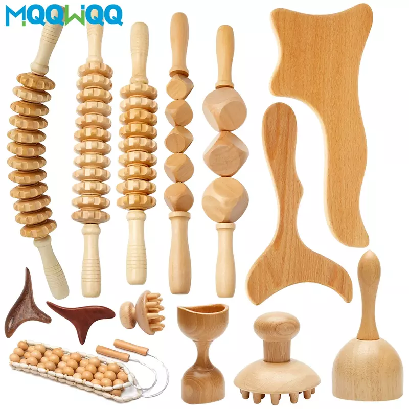 Wooden Massage Tools Wood Lymphatic Drainage Massager Anti Cellulite Body Shaping Tools for Beauty, Gua Sha, Sore Muscle Relief