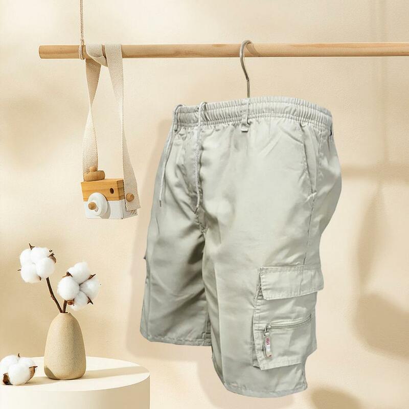 Men Multi-pocket Sweatpants Men's Cargo Shorts with Drawstring Waist Multiple Zipper Pockets Camouflage Print for Daily