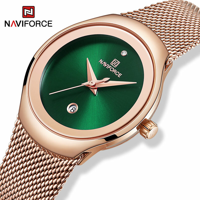 Watches for Women NAVIFORCE Fashion Ladies Quartz Date Wristwatch Luxury Waterproof Mesh Steel Strap Female Bracelet Reloj Mujer
