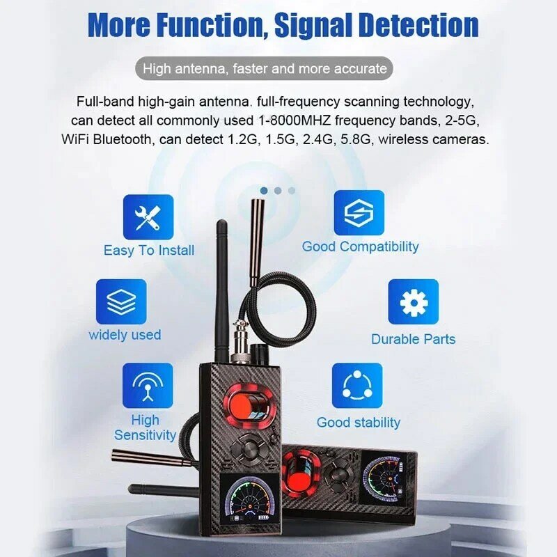 Anti Spy Detector de câmera escondida, sinal RF, lente sem fio, Bug GPS Tracker, Dispositivo GSM magnético, Scan Finder VS, K99 K88, Novo
