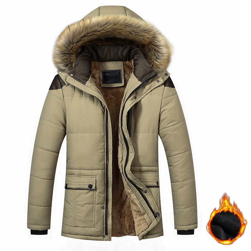 Jaket pria, 2023 baru musim dingin luar ruangan kasual tahan angin tetap hangat tahan air tebal katun jaket pria bertudung dapat dilepas