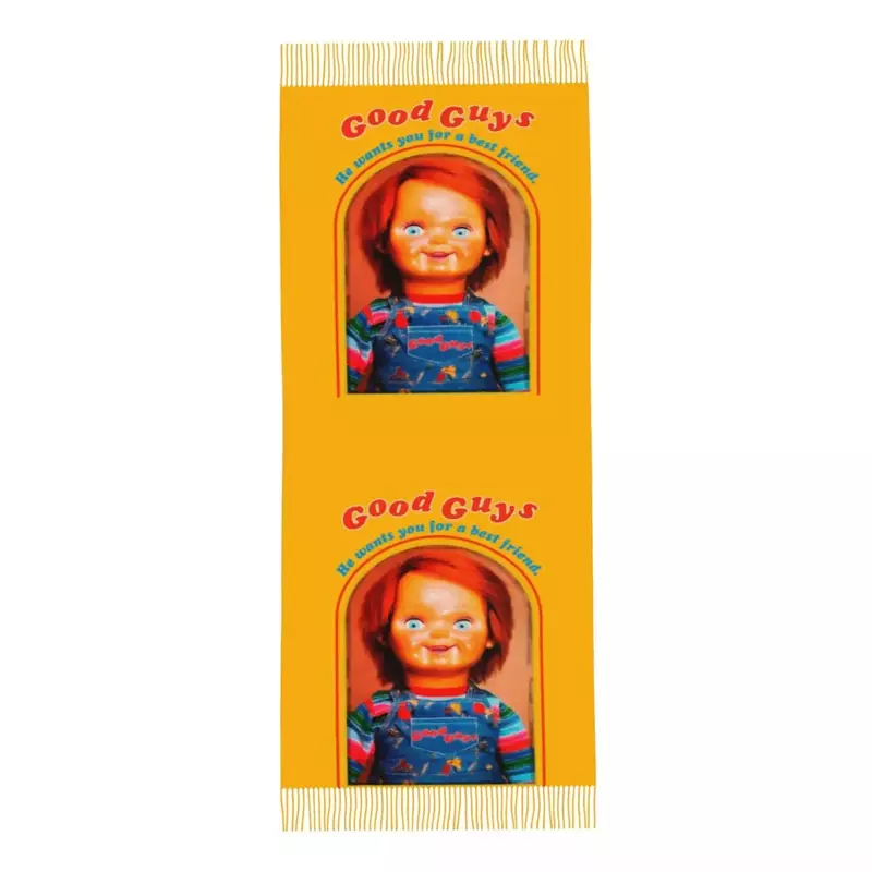 Chucky-bufanda de película Retro para mujer, chal largo de invierno cálido con borlas, bufandas Chucky de juego para niños, Unisex