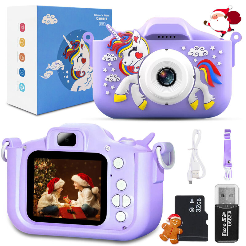 Appareil photo numérique HD 1080p pour enfants, jouets pour tout-petits, cadeaux de festival d'anniversaire pour filles et garçons