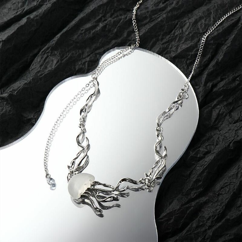 Collar con colgante de Medusa de cristal Y2K para mujer, pendientes dulces, cadena de clavícula Punk, collar estético de moda, regalo de joyería