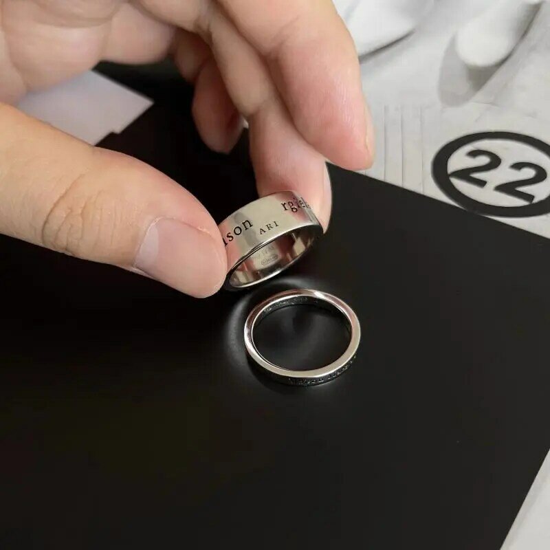 แหวนเงินสไตล์เรียบง่ายสำหรับผู้หญิงแหวนแฟชั่นแบบเรียบ S925ไม่พันกัน