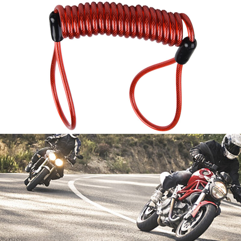 Useful Disc Lock Reminder Cable 120cm Length Coiled Cable Motorbike Scooter Security For Outboard Engine Motor