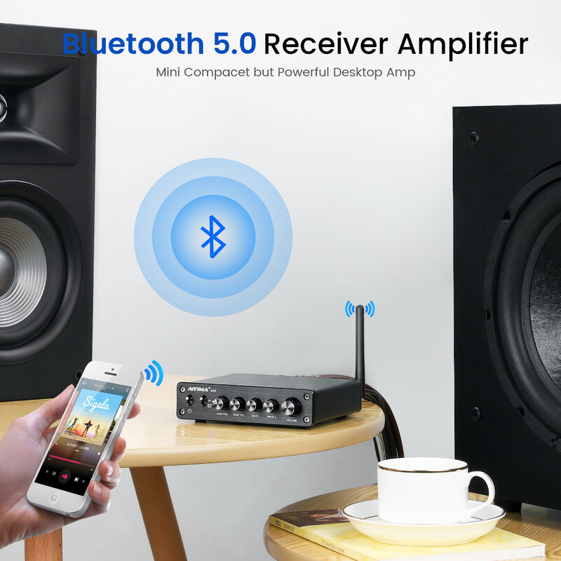 AIYIMA-Amplificador de potencia de Audio Digital TPA3116, Subwoofer con Bluetooth, HiFi, TPA3116D2, 2,1, 50W x 2 + 100W, A03