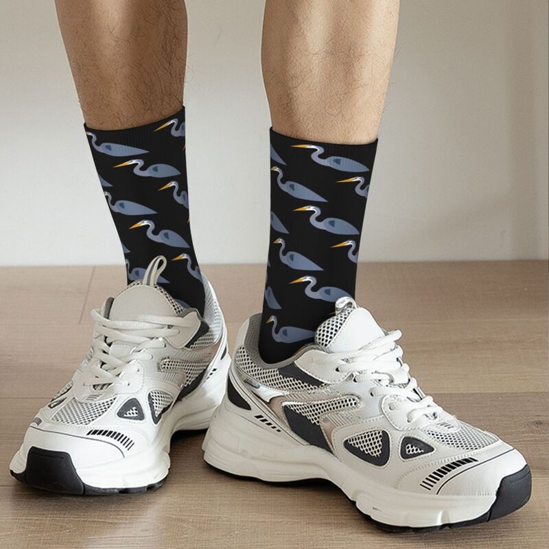 Minimalist Blue Heron Socks Harajuku High Quality Stockings All Season Long Socks Accessories for Man's Woman's Gifts