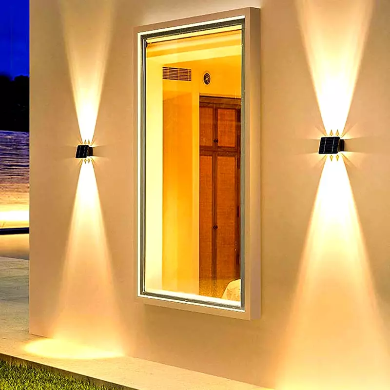 Luces solares externas para exteriores, candelabro de pared, lámpara de fachada, luz LED para porche, decoración de jardín, luminaria de decoración