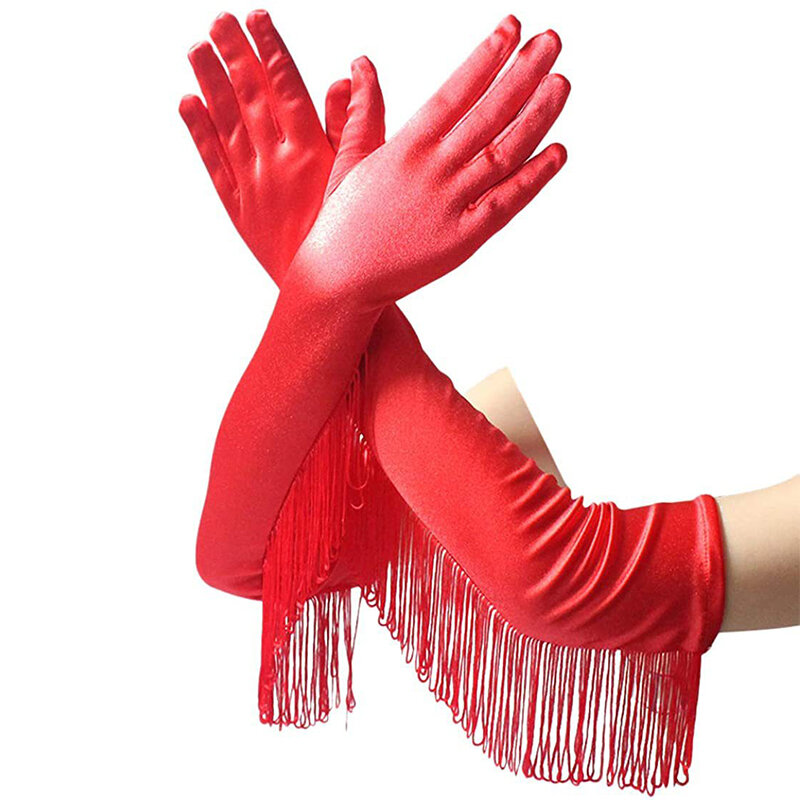 Женские длинные перчатки с кисточками для латиноамериканских танцев, длинные рандомные женские перчатки для латиноамериканских танцев, эластичные теплые женские перчатки для невесты