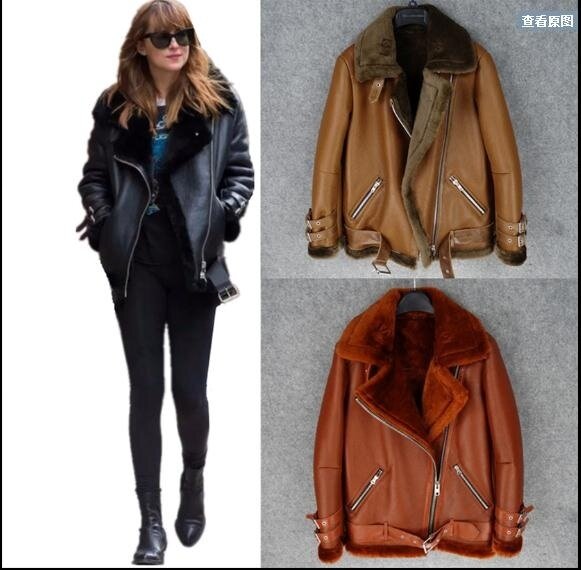 Genuine new.Guarantee Free shipping.2023 leather motor jacket,Winter warm women 100% shearling coat.Street sheepskin fur jackets