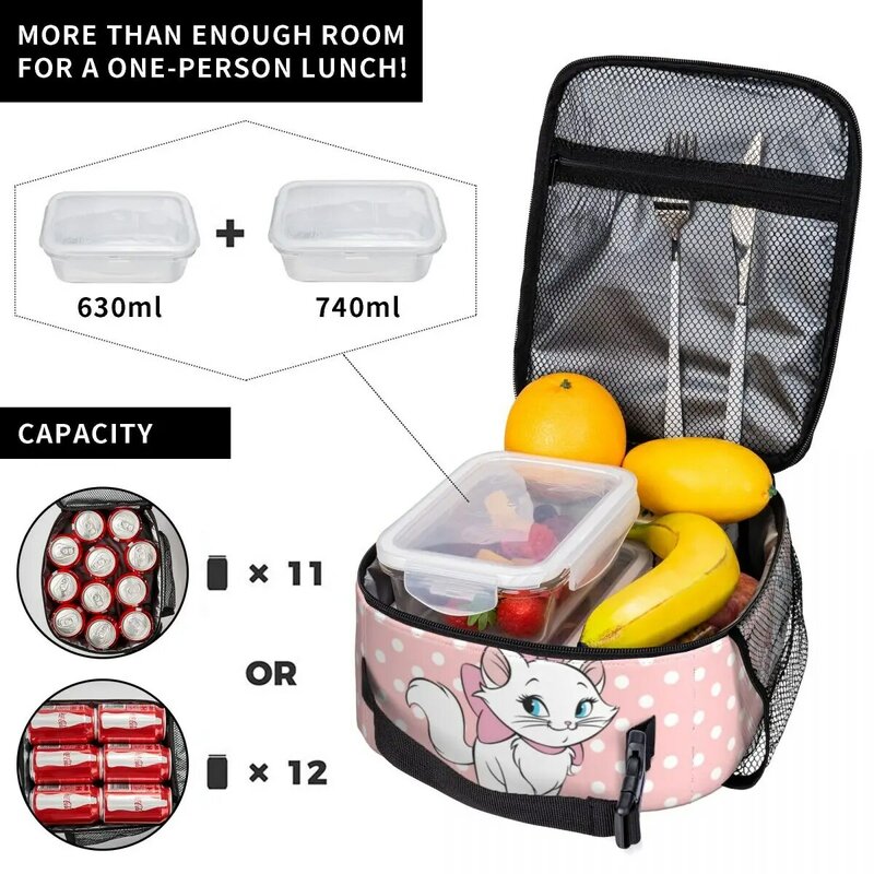 맞춤형 마리 도트 휴대용 도시락 상자, 방수 쿨러, 보온 식품 절연 도시락 가방, 학교 어린이 학생