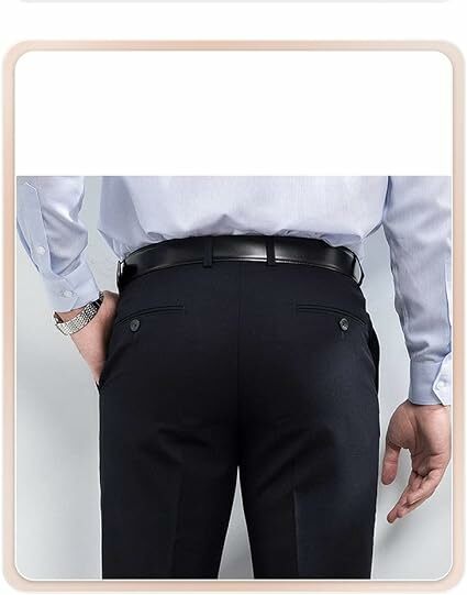 Pantalones de vestir clásicos para hombre, traje cómodo ajustado, pantalón frontal plano informal Premium