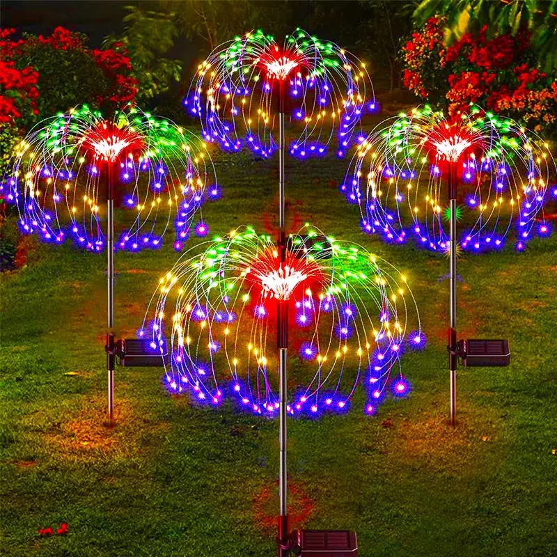 Luces LED solares de fuegos artificiales para decoración de jardín, luces de hadas impermeables para exteriores, lámpara de césped de diente de león para paisaje de jardín, decoración de césped