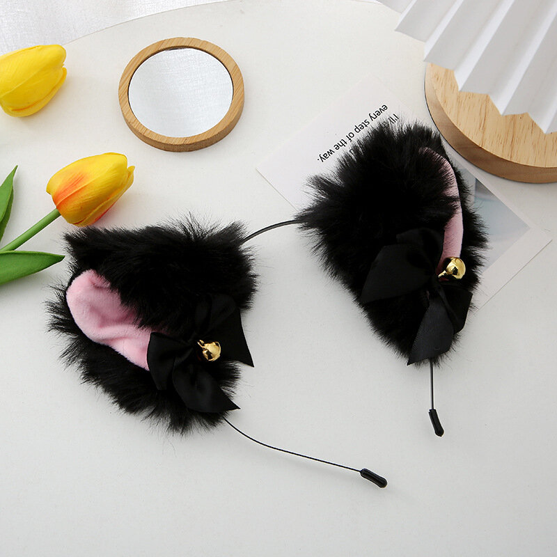 Piękny Masquerade halloweenowy kot uszy nakrycia głowy Cosplay kot ucho Anime kostium imprezowy dzwon nakrycia głowy pałąk akcesoria do włosów