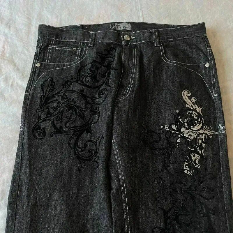 Jnco yk2 хип-хоп вышитые мешковатые джинсы брюки уличная одежда мужские брюки 2024 брюки мужская одежда в японском стиле Харадзюку уличная одежда