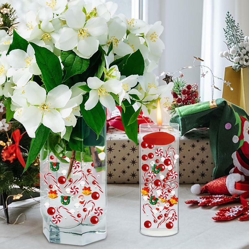 Vase Filler Christmas 6060PCS Floating Candy Cane Vase Fillers Water Pearls Candles Centerpiece Beads Water Gels Bead Floating