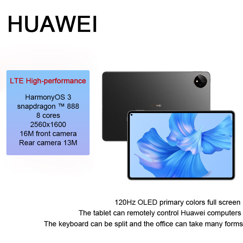 Original huawei matepad pro 12.6 polegada 2021 wifi tablet pc harmonyos 2 snapdragon 870 octa núcleo 13mp câmera sem google