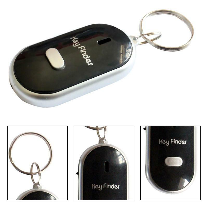 Détecteur de clé télécommandé, alarme anti-perte, traqueurs de clés, indicateur LED, lampe de poche LED, sifflet portable