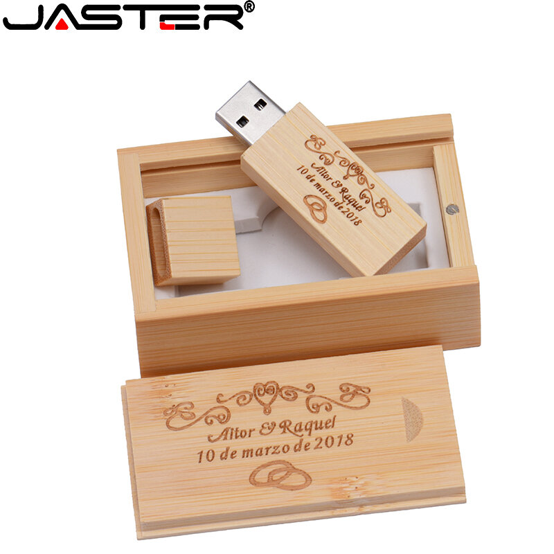 JASTER USB 2.0 GỖ Thẻ Nhớ Usb Đèn LED Pendrive4GB 16GB 32GB 64GB U Đĩa Quà Cưới kinh Doanh 1 Cái Tự Do Tùy Chỉnh Logo