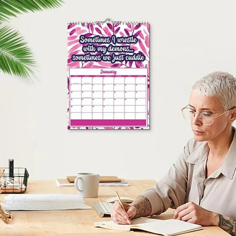 Бумажный календарь для психического здоровья, семейный планировщик, Забавный календарь 2024 2024, подвесной ежедневный органайзер, календарь для дома