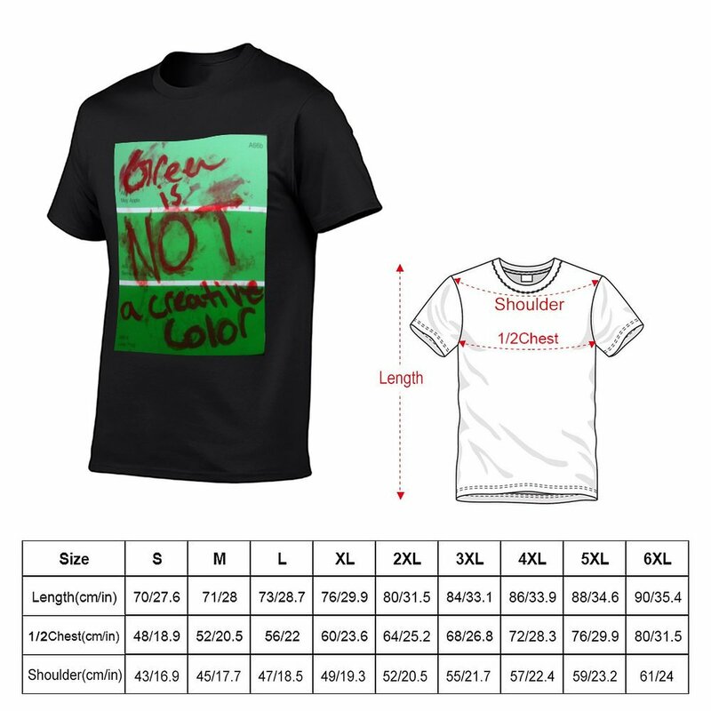 Verde NÃO É UMA T-shirt CRIATIVA Cor para Homens, Personalizar Blanks Vintage, Camisetas Pretas